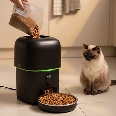Distributeur de croquettes pour Chat | Automatique - Château Miaou