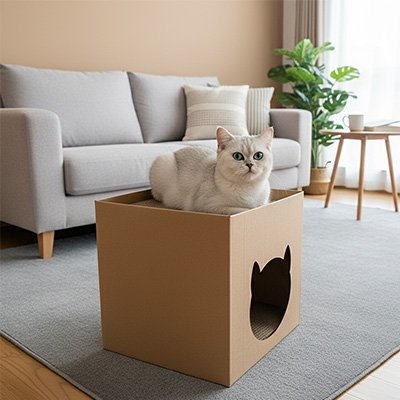 Maison en carton pour chat | EcoNest - Château Miaou